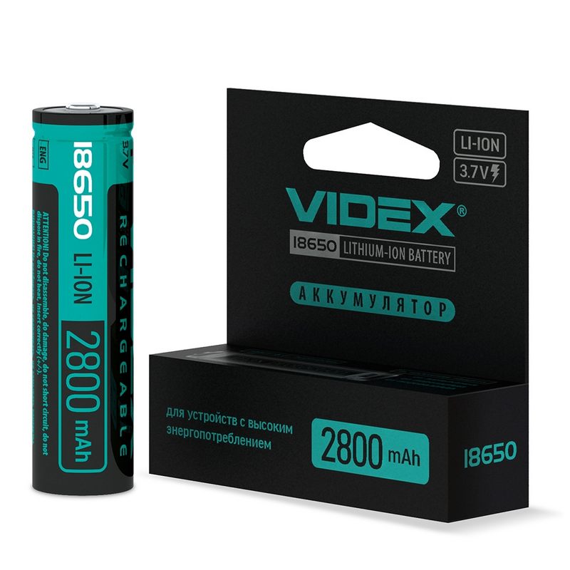 Аккумулятор Videx Li-Ion 18650-P 2800mAh с защитой