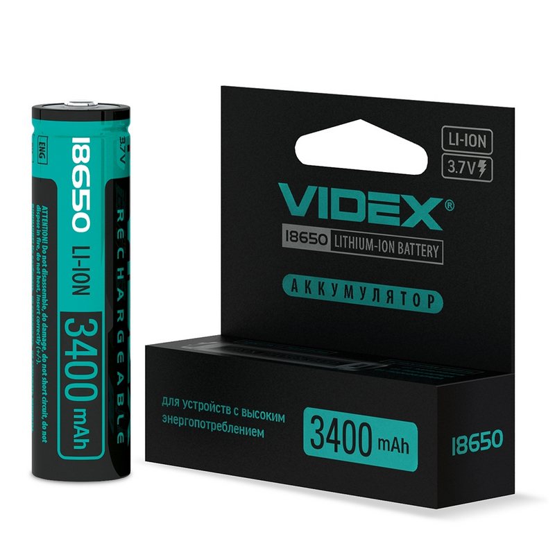 Аккумулятор Videx Li-Ion 18650-P 3400mAh с защитой