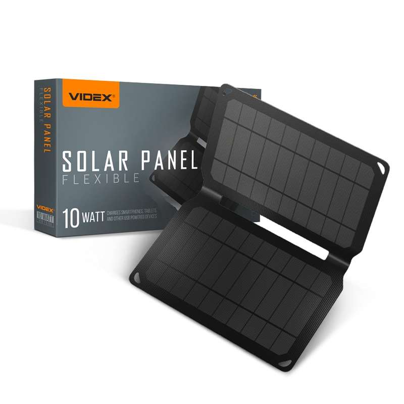 Портативний зарядний пристрій сонячна панель Videx VSO-F510UU 10W