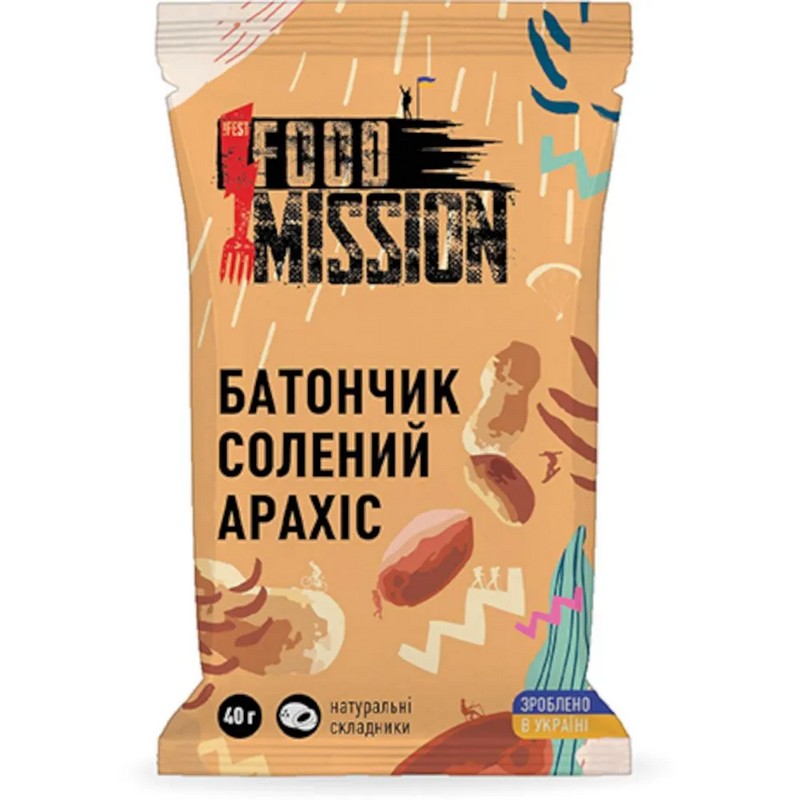 Батончик Food Mission (Green Tramps) солёный арахис от магазина Мандривник Украина