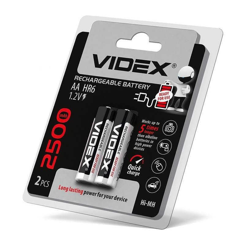 Аккумулятор Videx Ni-MH HR6/AA 2500mAh от магазина Мандривник Украина
